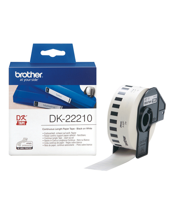 Brother DK-22210 ruban d'étiquette Noir sur blanc