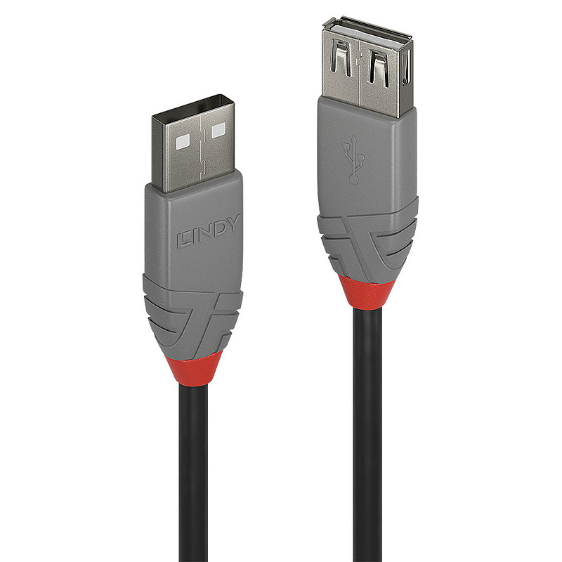Lindy 36703 câble USB 2 m USB 2.0 USB A Noir, Gris