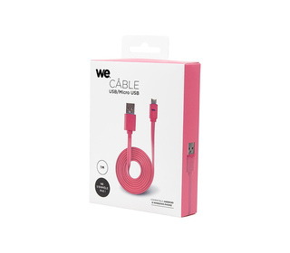 WE WEUSBMICROPLREV100F câble USB 1 m USB 2.0 USB A Micro-USB B Rose