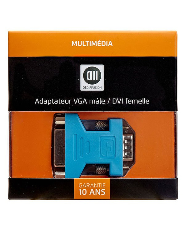 D2 Diffusion D2ADPVGAMDVIF changeur de genre de câble VGA DVI Bleu