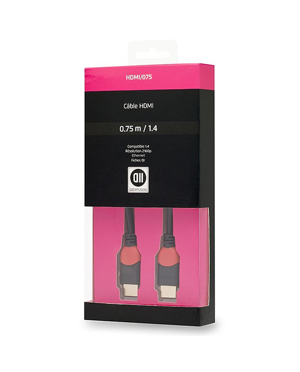 D2 Diffusion D2HDMI075 câble HDMI 0,75 m HDMI Type A (Standard) Noir, Rose