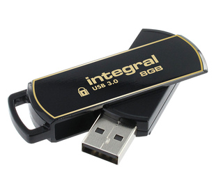 Integral 8GB Secure 360 Encrypted USB 3.0 lecteur USB flash 8 Go USB Type-A 3.2 Gen 1 (3.1 Gen 1) Noir, Or