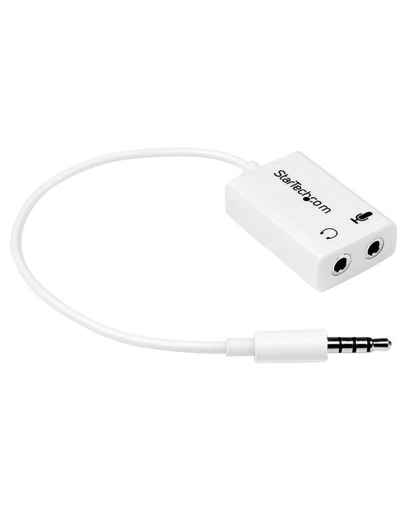 StarTech.com Adaptateur pour casque avec prises pour écouteur et microphone séparées - Mini-Jack 3,5mm 1x (M) 2x (F) - Blanc