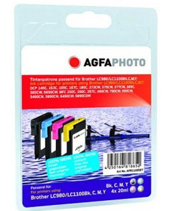 AgfaPhoto LC980/1100 cartouche d'encre 4 pièce(s) Rendement élevé (XL) Noir, Cyan, Magenta, Jaune
