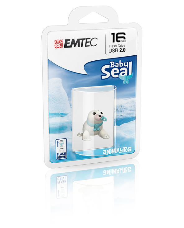 Emtec Baby Seal lecteur USB flash 16 Go USB Type-A 2.0 Bleu, Blanc
