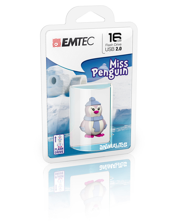 Emtec Miss Penguin lecteur USB flash 16 Go USB Type-A 2.0 Bleu, Violet, Blanc