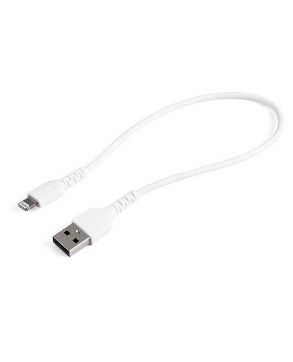 StarTech.com Câble USB-A vers Lightning Blanc Robuste 30cm - Câble de Charge/Synchronisation de Type A vers Lightning en Fibre A