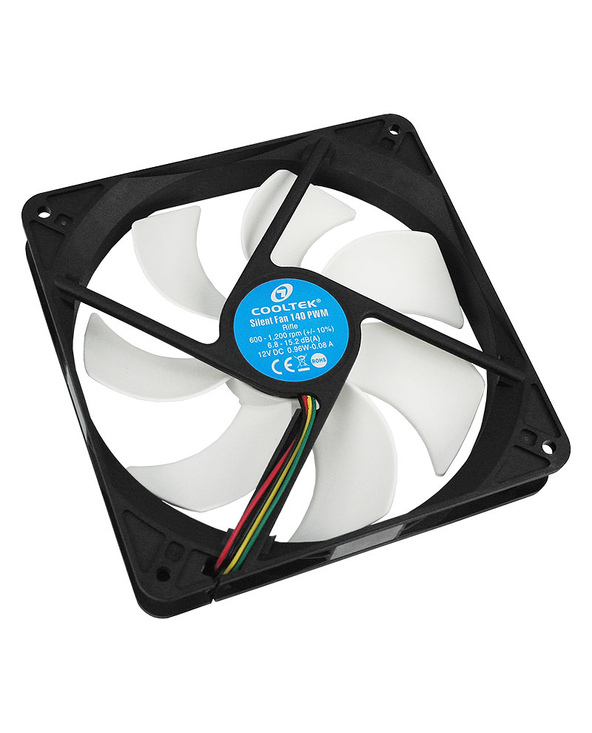 Cooltek Silent Fan 140 PWM Boitier PC Ventilateur 14 cm Noir, Blanc