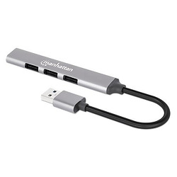 Manhattan 168427 hub & concentrateur USB 3.2 Gen 1 (3.1 Gen 1) Type-A 5000 Mbit/s Gris
