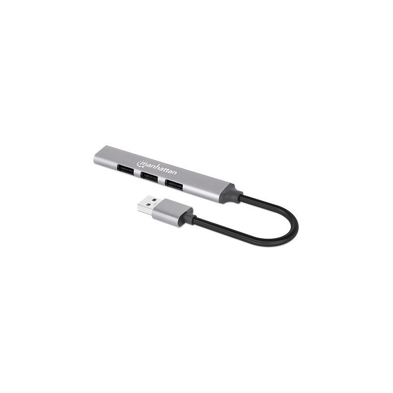 Manhattan 168427 hub & concentrateur USB 3.2 Gen 1 (3.1 Gen 1) Type-A 5000 Mbit/s Gris