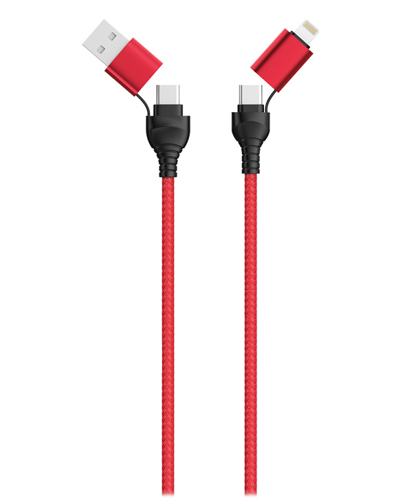 2GO 797370 câble USB 1,2 m USB A/USB C USB C/Lightning Noir, Rouge