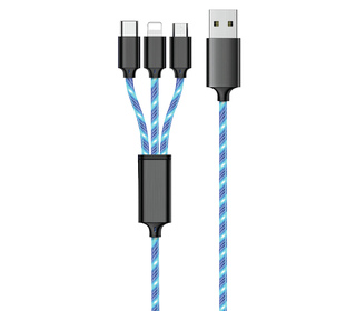 2GO 797315 câble USB 1,5 m USB B USB C/Micro-USB B/Lightning Noir, Bleu