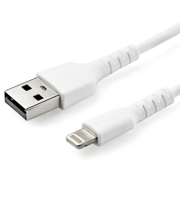 StarTech.com Câble USB-A vers Lightning Blanc Robuste 1m - Câble de Charge/Synchronisation de Type A vers Lightning en Fibre Ara