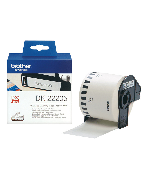 Brother DK-22205 ruban d'étiquette Noir sur blanc