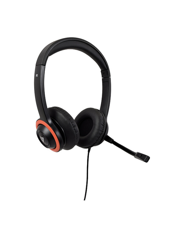 V7 Casque Safesound pour l’enseignement secondaire avec micro, volume max limité, antimicrobien, câble de 2 m, 3,5 mm, Notebook,
