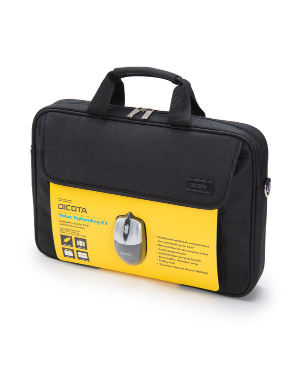 DICOTA Value Toploading Kit 39,6 cm (15.6") Sac Messenger Noir