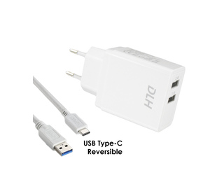 DLH CHARGEUR SECTEUR 2 PORTS USB 12W AVEC CABLE USB-C