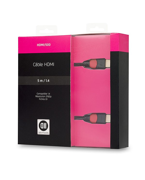 D2 Diffusion D2HDMI500 câble HDMI 5 m HDMI Type A (Standard) Noir, Rose