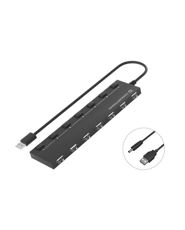 Conceptronic HUBBIES08B hub & concentrateur USB 2.0 480 Mbit/s Noir