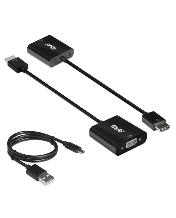 CLUB3D CAC-1302 câble vidéo et adaptateur 0,5 m HDMI Type A (Standard) VGA (D-Sub) Noir