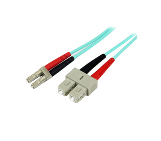 StarTech.com Câble Fibre Optique Multimode de 2m LC/UPC à SC/UPC OM3, Fibre Zipcord Full Duplex 50/125µm, Réseaux 100G, LOMMF/VC