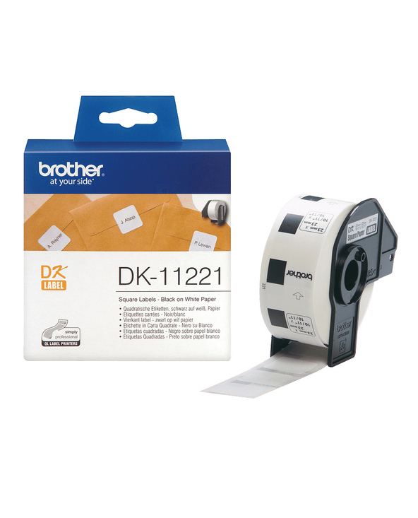 Brother DK-11221 - Rouleau d'étiquettes original – Noir sur blanc, 23 x 23 mm