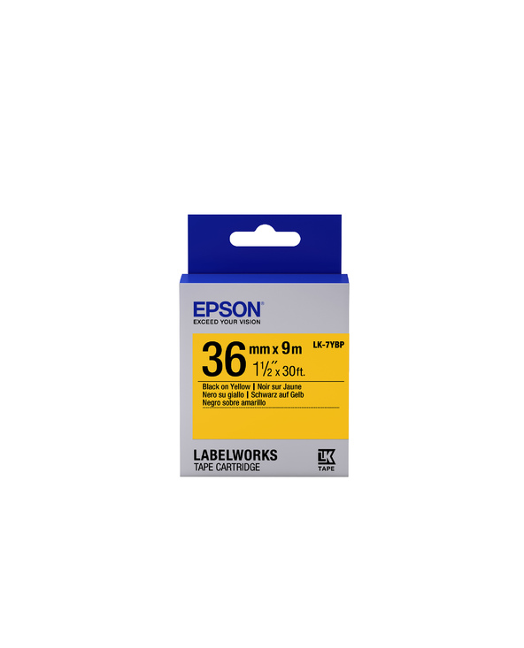 Epson LK-7YBP - Couleur Pastel - Noir sur Jaune - 36mmx9m