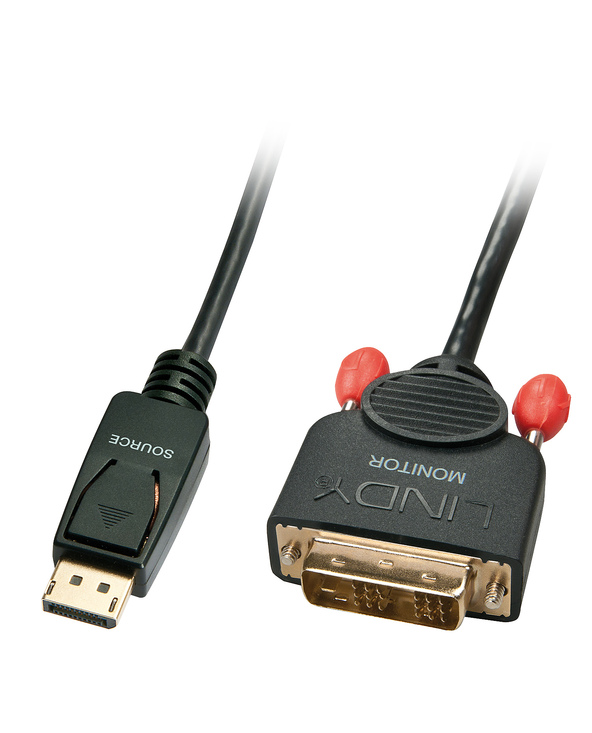Lindy 41489 câble vidéo et adaptateur 0,5 m DisplayPort DVI-D Noir