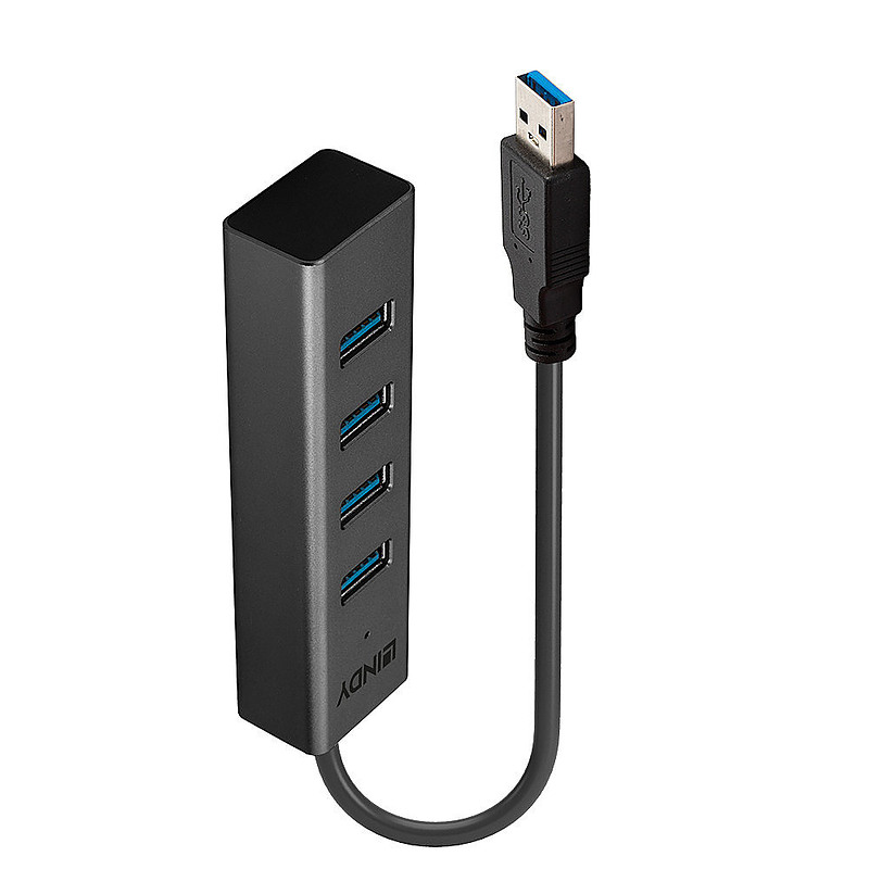 Lindy 43324 hub & concentrateur USB 3.2 Gen 1 (3.1 Gen 1) Type-A 5000 Mbit/s Noir