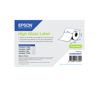 Epson High Gloss Label - Continuous Roll: 76mm x 33m