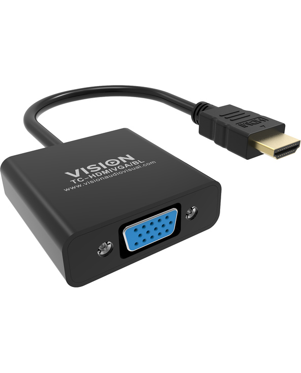 Vision TC-HDMIVGA/BL câble vidéo et adaptateur 0,23 m HDMI Type A (Standard) VGA (D-Sub) Noir