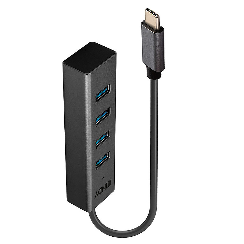 Lindy 43325 hub & concentrateur USB 3.2 Gen 1 (3.1 Gen 1) Type-C 5000 Mbit/s Gris