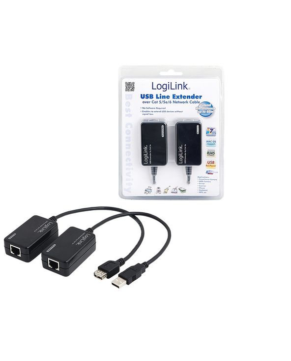 LogiLink Line Extender USB via CAT5/6 carte et adaptateur d'interfaces