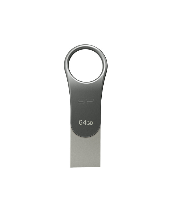 Silicon Power Mobile C80 lecteur USB flash 64 Go USB Type-A / USB Type-C 3.2 Gen 1 (3.1 Gen 1) Titane