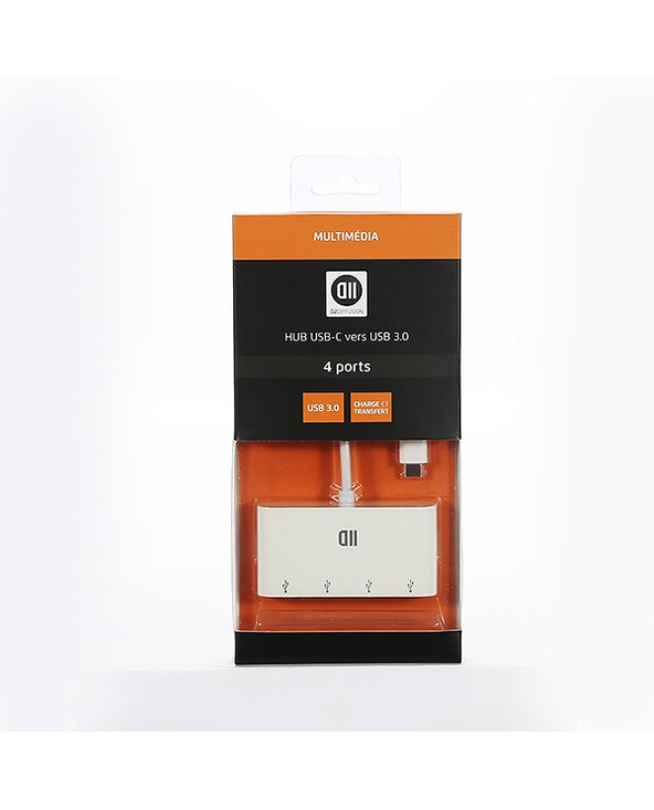 D2 Diffusion D2HUBUSB4PORTB hub & concentrateur USB 3.2 Gen 1 (3.1 Gen 1) Type-C Blanc