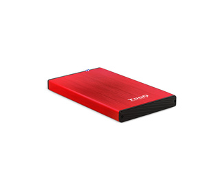 TooQ TQE-2527R Boîtier de disques de stockage Boîtier HDD Noir, Rouge 2.5"