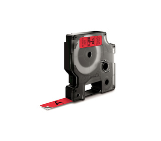DYMO D1 - Standard Étiquettes - Noir sur rouge - 12mm x 7m