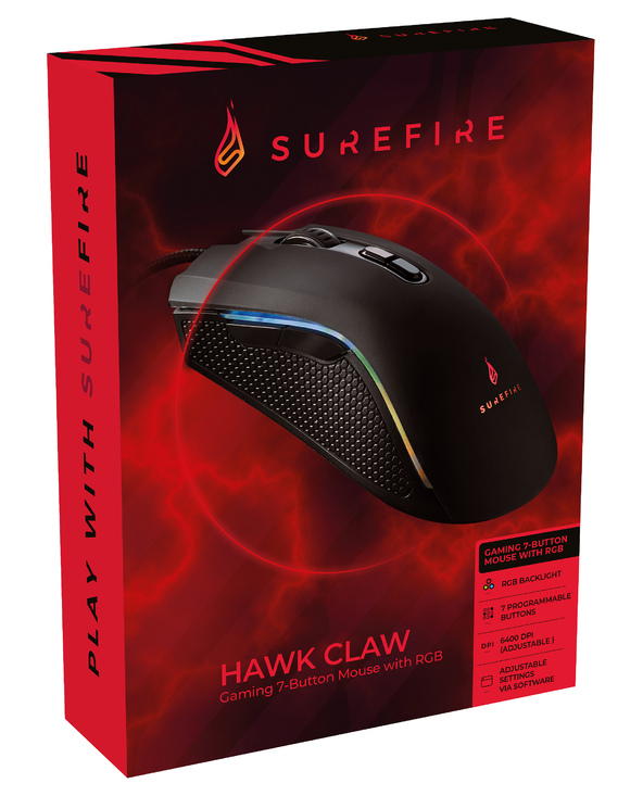 SureFire Hawk Claw souris Jouer Droitier USB Type-A Optique 6400 DPI