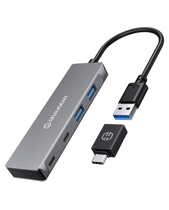 GRAUGEAR G-HUB2A2C-AC hub & concentrateur USB 3.2 Gen 1 (3.1 Gen 1) Type-A + Type-C 5000 Mbit/s Argent