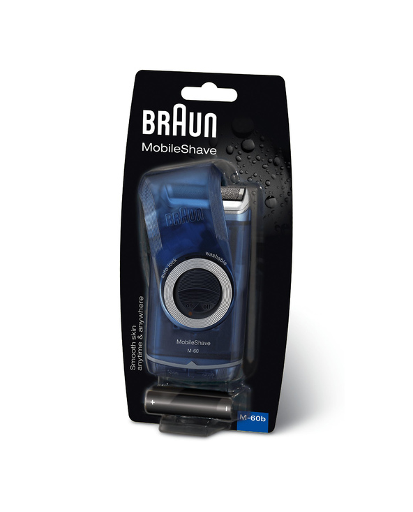 Braun PocketGo M60b Rasoir à grille Noir, Bleu