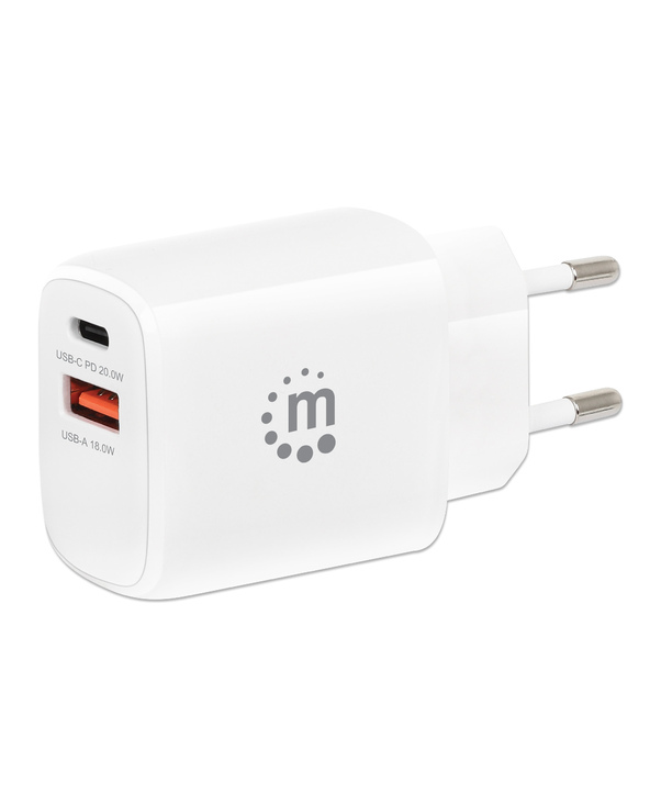 Manhattan 406307 chargeur d'appareils mobiles Casque, Smartphone, Tablette Blanc Secteur Charge rapide Intérieure