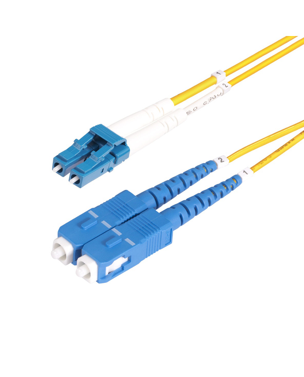 StarTech.com Câble Fibre Optique de 5m Duplex Monomode LC vers SC(UPC) OS2, 9/125µm, 100G, Cordon Fibre Optique, Insensible à la