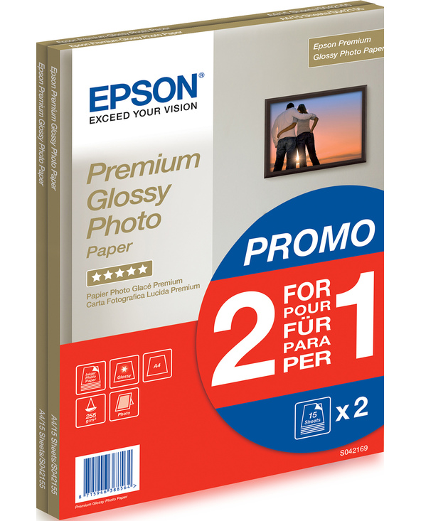 Epson Premium Glossy Photo Paper - A4 - 2x 15 Feuilles
