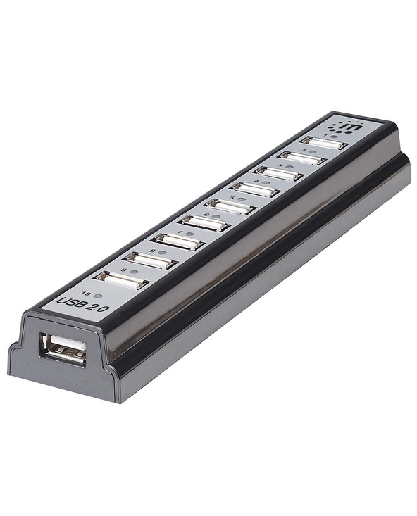 Manhattan 161572 hub & concentrateur USB 2.0 480 Mbit/s Noir, Argent