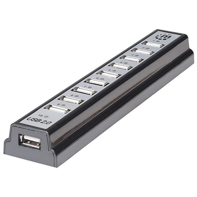 Manhattan 161572 hub & concentrateur USB 2.0 480 Mbit/s Noir, Argent