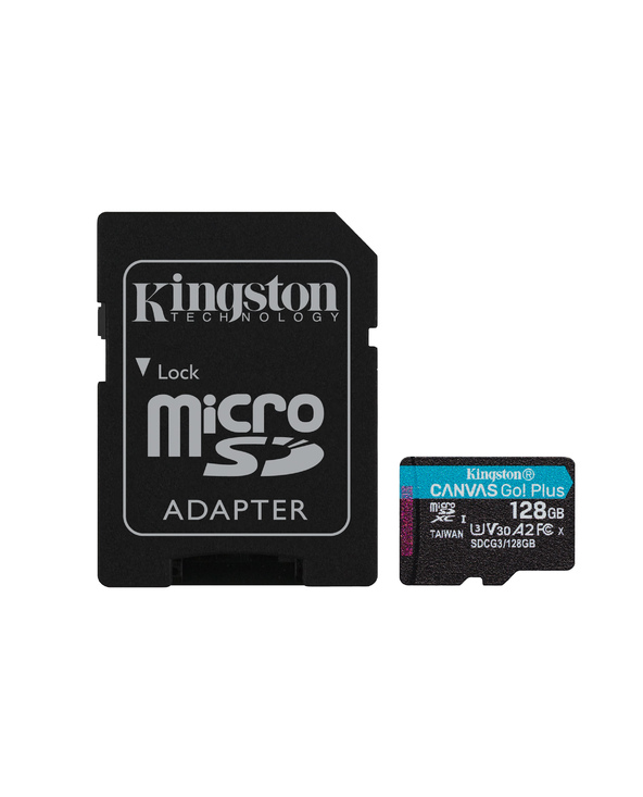 Kingston Technology Carte microSDXC Canvas Go Plus 170R A2 U3 V30 de 128 Go + ADP