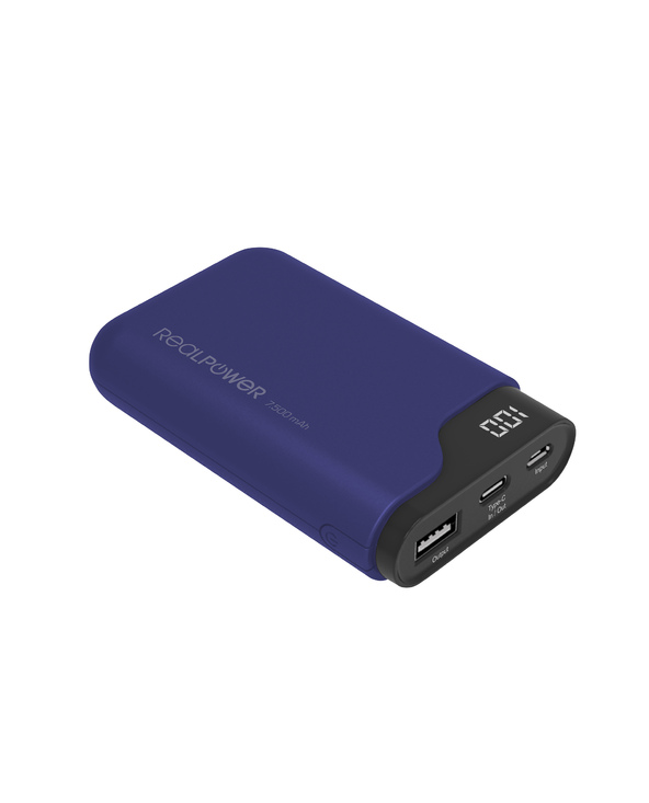 RealPower PB-7500C Navy Blue 7500 mAh Noir, Bleu