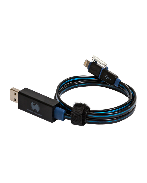 RealPower USB A/Lightning 0.75m 0,75 m Noir, Bleu