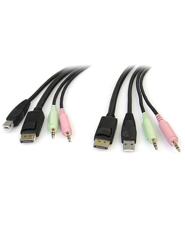 StarTech.com Câble de commutateur KVM DisplayPortUSB 4 en 1 de 1,8 m avec audio et microphone