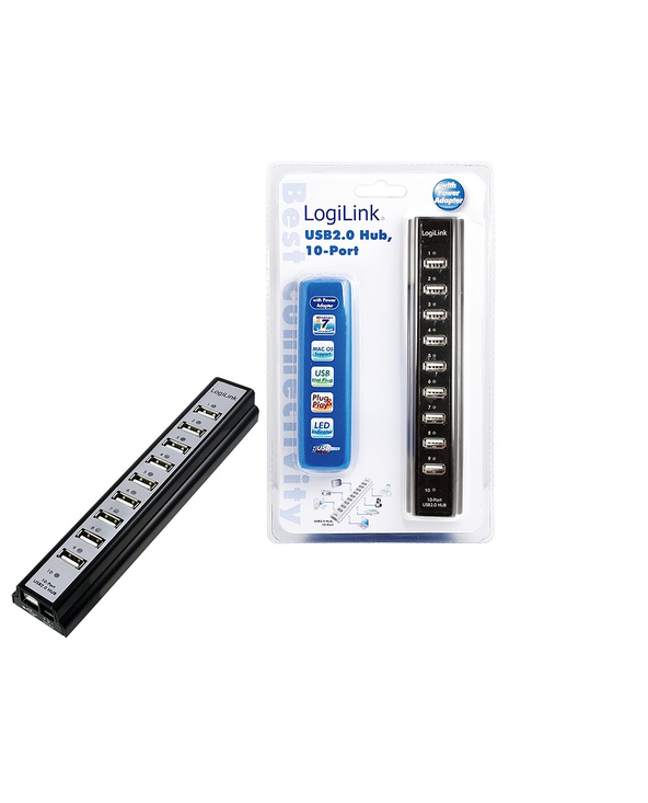 LogiLink UA0096 hub & concentrateur 480 Mbit/s Noir